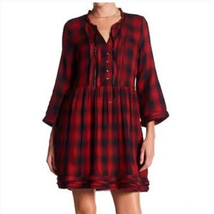 William Rast Atalia Plaid Red/Blue Raw Edge Dress size XS